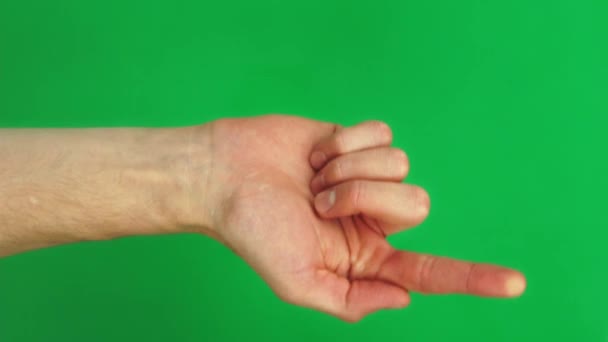Набор 13 жестов для управления сенсорным экраном с мужской белой рукой на зеленом экране - Кадры, видео