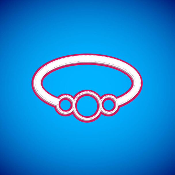 White Bracelet jewelry icon isolated on blue background. Bangle sign. Vector - Vector, Image