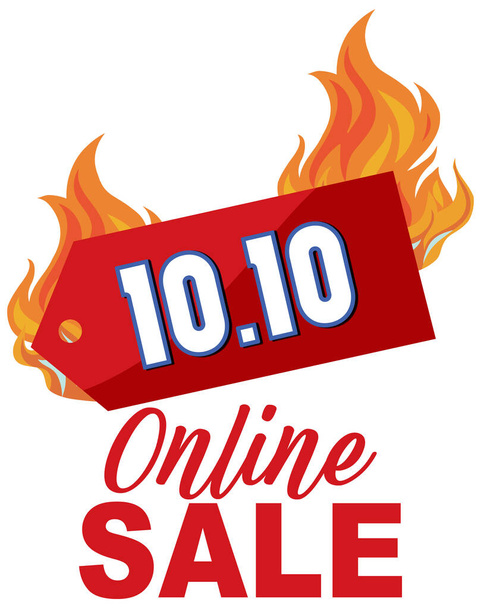 10.10 Bannière de promotion de vente en ligne avec illustration de feu - Vecteur, image