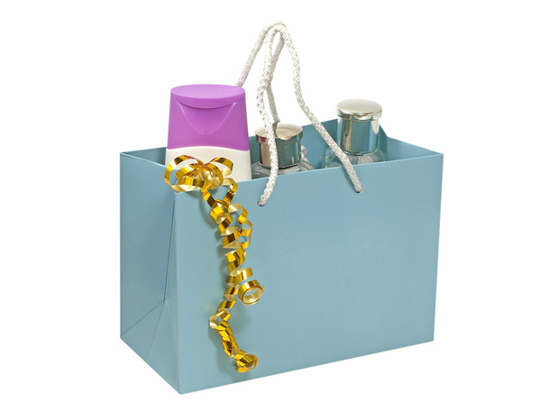 Подарочный набор в голубом в подарочном пакете
 - Фото, изображение