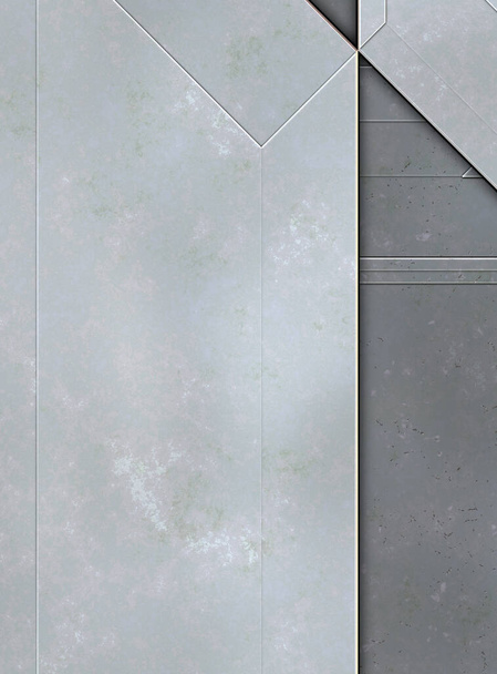 Layered panels. Futuristic abstract wallpaper. Geometric technological reflective background.3D metallic texture. Spaceship  pattern surface. - Φωτογραφία, εικόνα