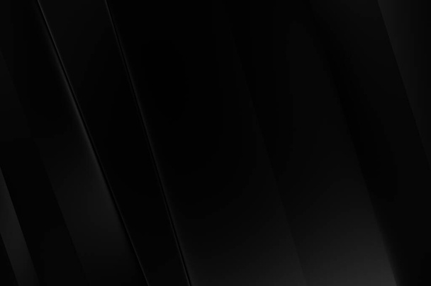 Fondo negro de estilo 3d con capas geométricas. Fondo de pantalla futurista oscuro abstracto. Elegante telón de fondo rayas brillantes. Diseño de plantilla geométrica para póster, folleto, presentación, sitio web. - Foto, Imagen