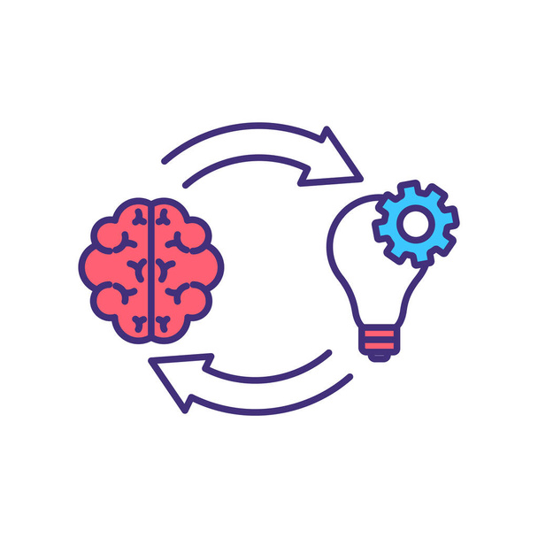 Growth mindset development RGB color icon. Mind skills. Self-awareness. Mental performance improvement. Brains and talent connection. Increasing creative intelligence. Isolated vector illustration - Wektor, obraz