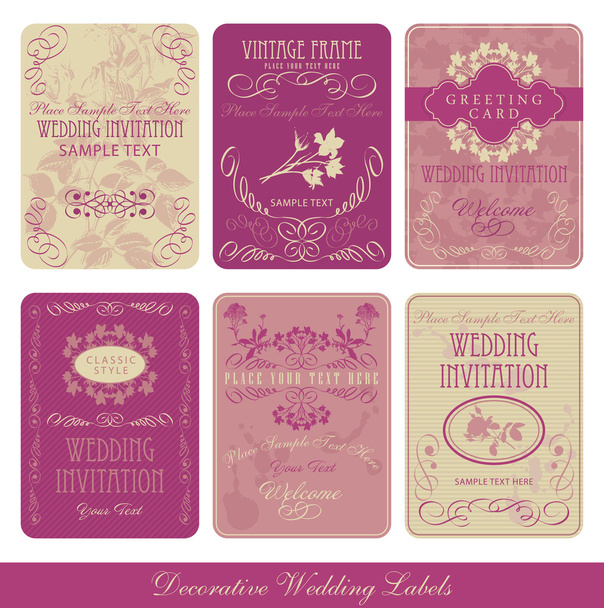 Wedding decorative vintage labels - Vektor, kép