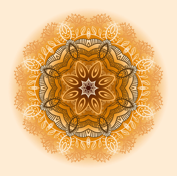 Ethnic circular beige ornament. - Вектор, зображення