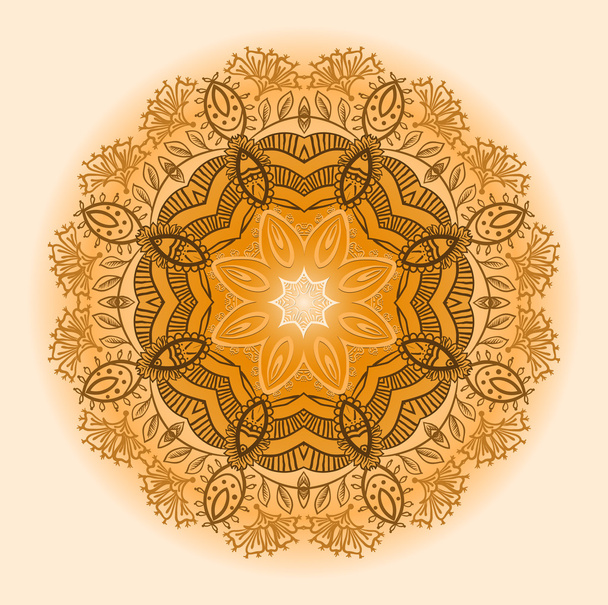 Ethnic circular beige ornament. - Vector, afbeelding
