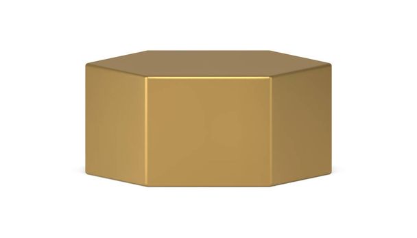 Luxury golden hexagonal realistic stage geometric shape marketing product advertising 3d vector - Вектор,изображение