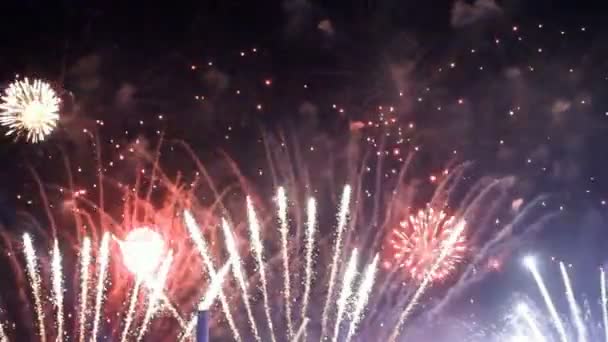 Farbenfrohes Feuerwerk in der Urlaubsnacht - Filmmaterial, Video