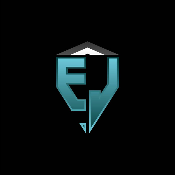 Το λογότυπο της EL Monogram με μοντέρνο μπλε ανοιχτό σχεδιασμό παιχνιδιών. Γεωμετρικό λογότυπο esport, σχεδιασμός λογότυπου ασπίδας τυχερών παιχνιδιών. - Διάνυσμα, εικόνα