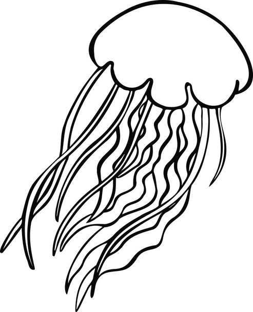 Línea de mar medusas símbolo vector dibujado a mano - Vector, imagen