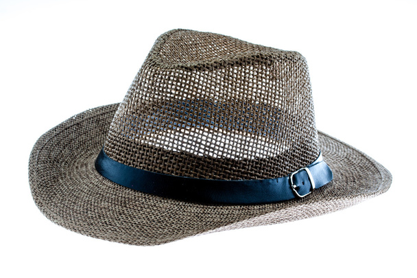 Nyáron szalma kalap elszigetelt fehér - Fotó, kép