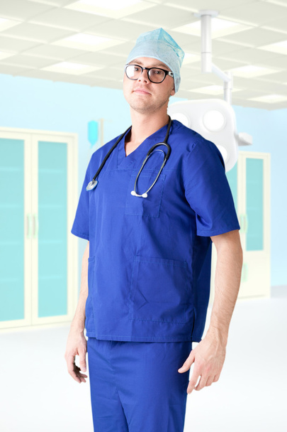 Modern hospital young man doctor - Фото, изображение