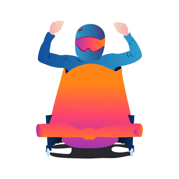 UI design of an abstract man skiing on abstract background. Bobsleigh - Vector, Image