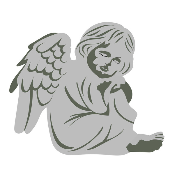 Estátua de anjo no fundo preto, vetor - Vetor, Imagem