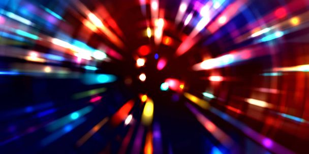 kühlen Hintergrund von bewegten glühenden Lichtern. lebendige farbenfrohe Portalvorlage für Ihr Design. Lichtstrahlen und Glühpartikel in Bewegung, die eine Wurmlochform bilden. - Foto, Bild