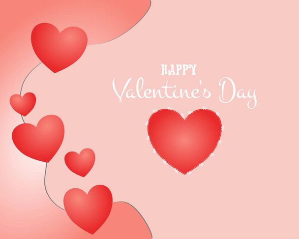 Happy Valentines' Day Text with Hearts - Vector, Image