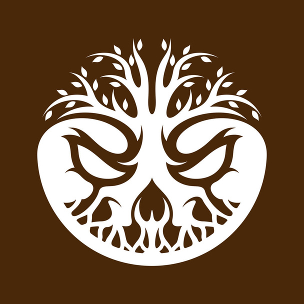 Árbol del cráneo Diseño de Logo Creativo - Vector, Imagen