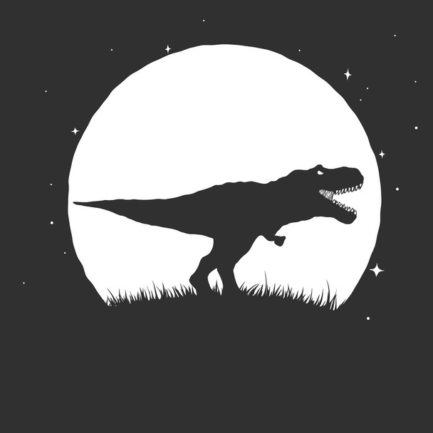 Tyrannosaurus and moon - Vector, afbeelding