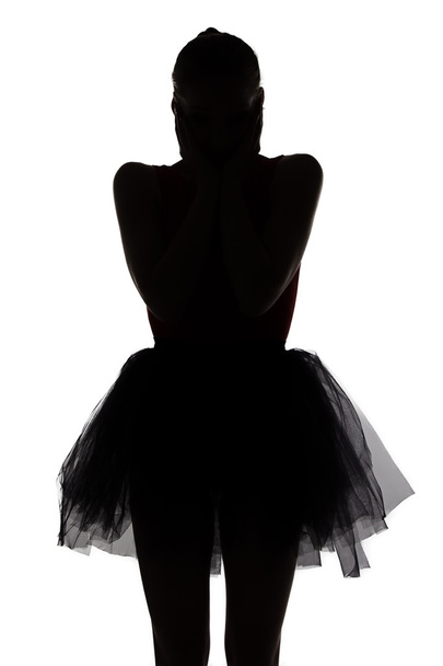 Silhouette eines überraschten Tänzermädchens - Foto, Bild