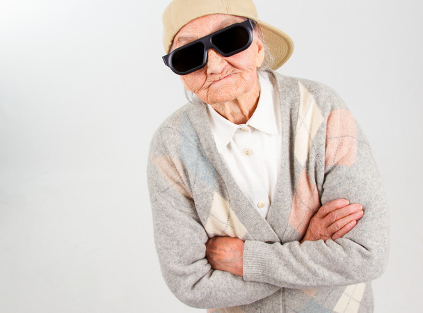 cool grandma stands for her right - 写真・画像