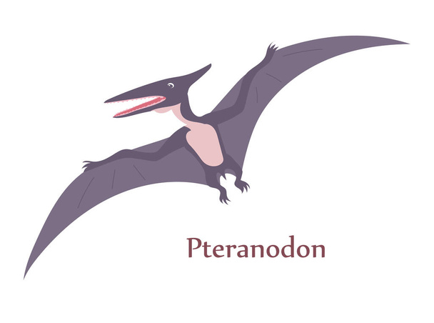 Αρχαία ιπτάμενη σαύρα Πτερανόντον. Δεινόσαυρος της Ιουρασικής περιόδου. Μεγάλα φτερά. Απομονωμένη εικόνα διανύσματος - Διάνυσμα, εικόνα