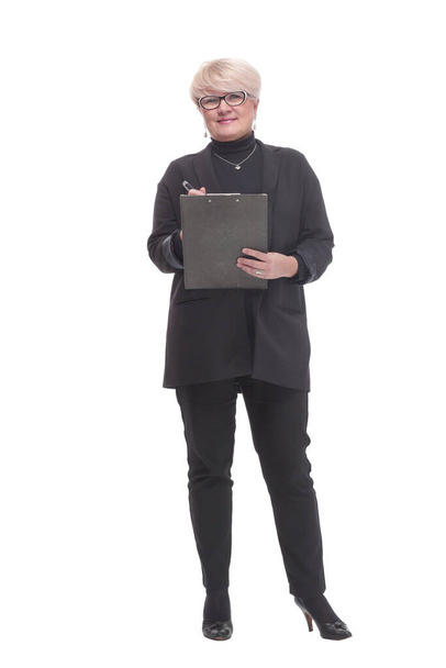 in full growth. Executive business woman with clipboard - Zdjęcie, obraz