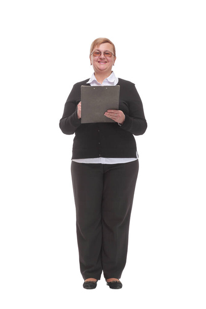 Portrait senior business women with clipboard and document in hands - Foto, afbeelding