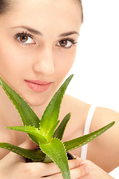 Woman's face with aloe - Photo, image
