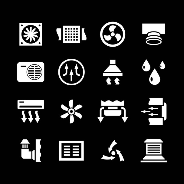 Set icons of ventilation and conditioning - Vector, Image