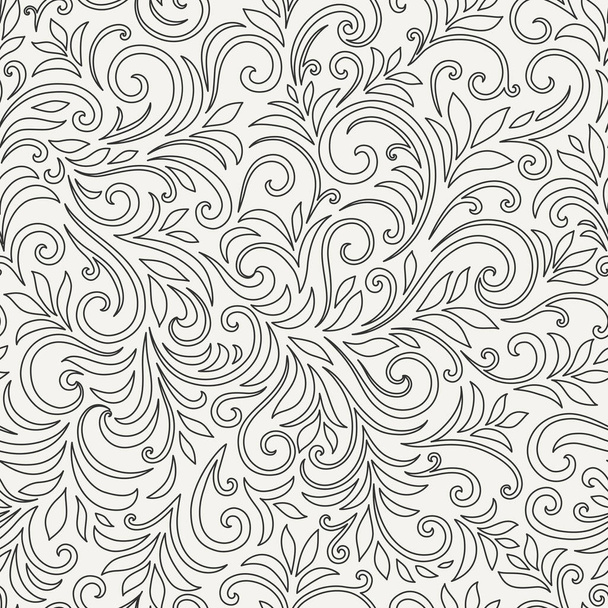 Elegant seamless pattern with leaves and curls. Luxury floral background. Vector illustration, EPS 10. - Vector, afbeelding