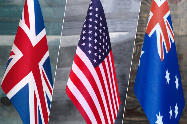AUKUS is a trilateral defense alliance consisting of Australia, the United Kingdom and the United States. Alliance from Australia, UK, USA - Foto, Bild