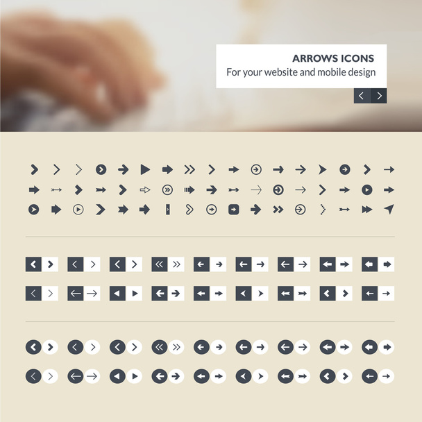 Set of arrows icons for website and mobile app design development - Vector, Image