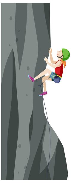 People doing outdoor rock climbing on white background illustration - Vector, Image