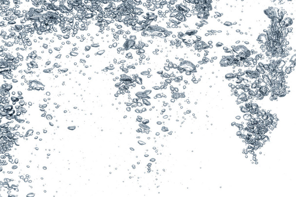 Beyaz zemin üzerinde hava kabarcıkları olan temiz su - Fotoğraf, Görsel