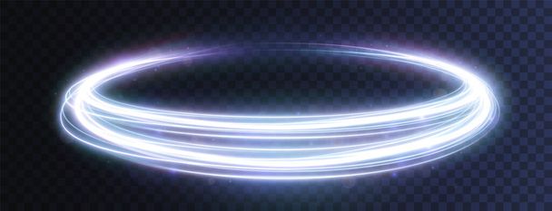 Светло-белый Tesla. Кривой световой эффект белой линии. Светящийся белый круг. - Вектор,изображение