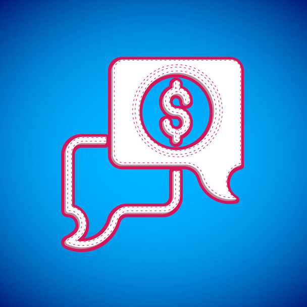 White Business negotiations icon isolated on blue background. Team work process. Business management teamwork meeting and brainstorming.  Vector - Vector, Imagen