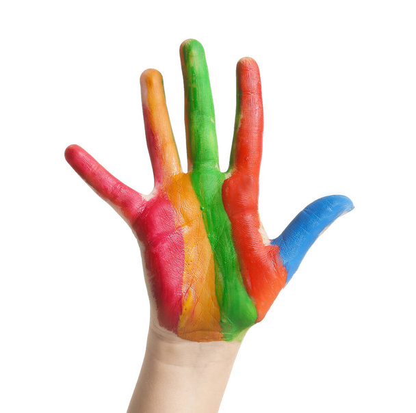 Dětské ruky barvou na bílém pozadí - Fotografie, Obrázek