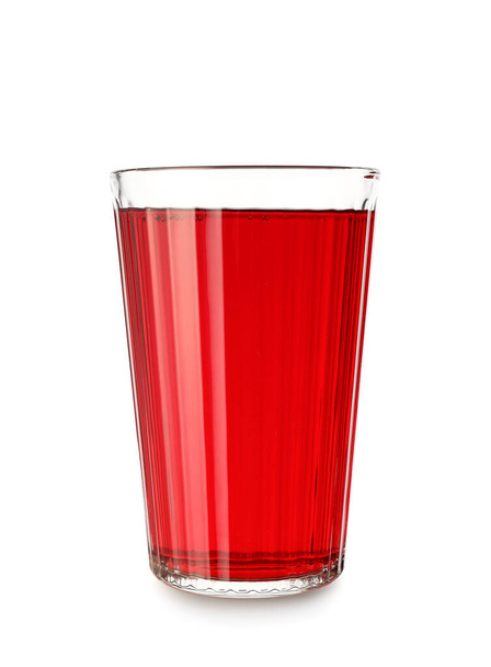 Glass of delicious pomegranate juice on white background - Valokuva, kuva