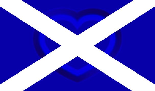 Oficiální vlajka pro Skotsko - část Spojeného království Velké Británie s vloženým srdcem - Fotografie, Obrázek
