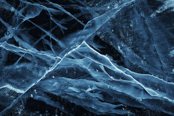 ice texture cracks baikal, abstract background winter ice transparent blue - Фото, зображення