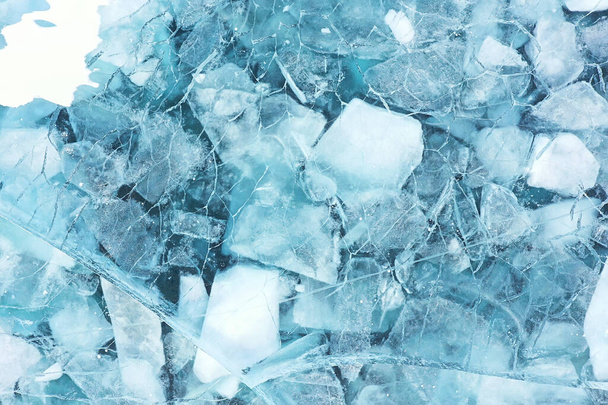 texture ice top view cracks transparent abstract background winter - Foto, immagini