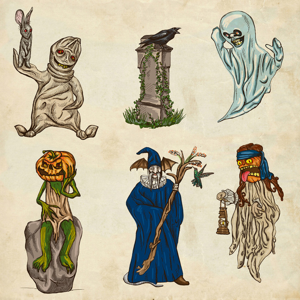 halloween avatars - an hand drawn pack - Foto, Imagem