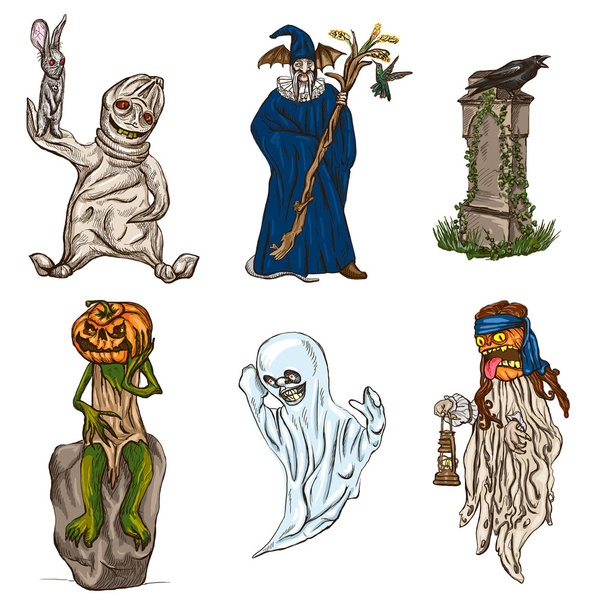 halloween avatars - an hand drawn pack - Foto, imagen