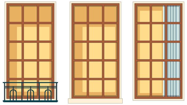 Conjunto de diferentes ventanas sobre fondo blanco ilustración - Vector, Imagen