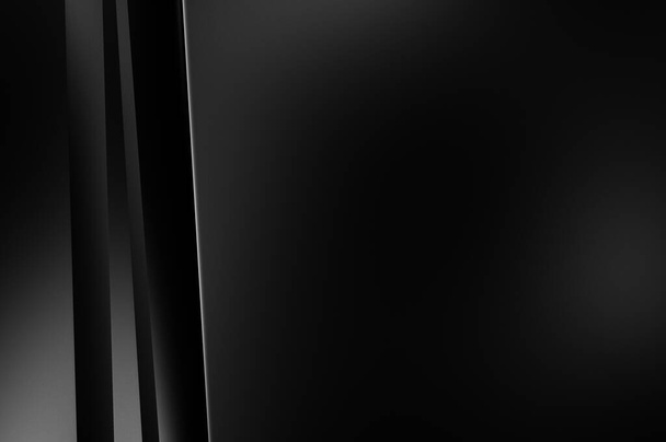 3d tyyli musta tausta geometriset kerrokset. Abstrakti tumma futuristinen tapetti. Tyylikäs kiiltävä raidat tausta. Geometrinen malli suunnittelu juliste, esite, esitys, verkkosivusto. - Valokuva, kuva