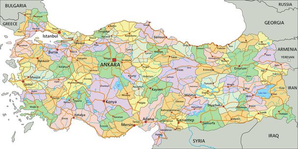 Vetores de Mapa Político Editable Altamente Detalhado De Portugal