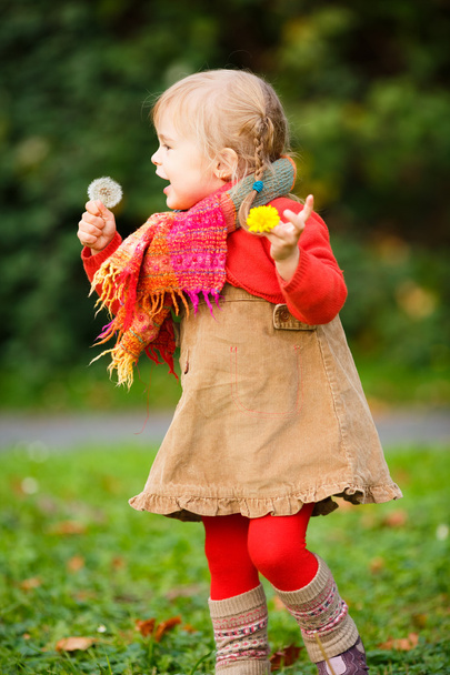 Little girl walking in the park - Фото, изображение