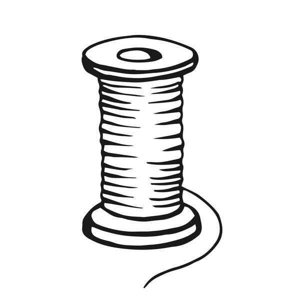 Kabels met schroefdraad voor het naaien. Handgetekende illustratie omgezet in vector. - Vector, afbeelding