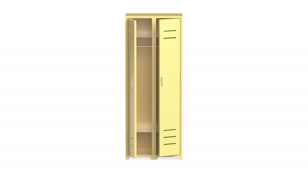 Abrir las puertas de los armarios de metal amarillo - Metraje, vídeo