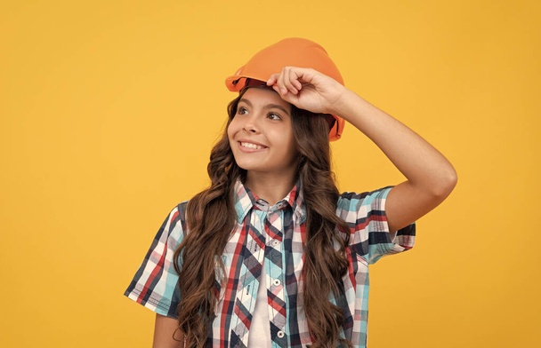 improve your childhood. future engineer. workers day. making repairs. cheerful teen girl - Photo, Image